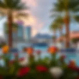 Luxurious resort pool area in Las Vegas