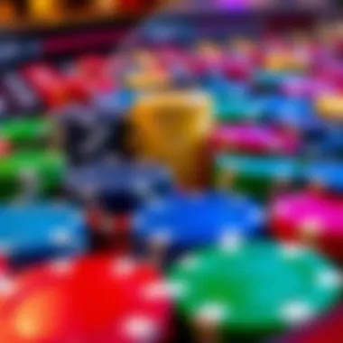 Variety of roulette chips in different colors
