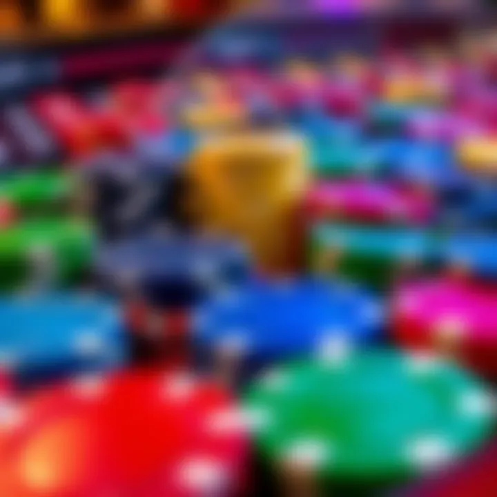 Variety of roulette chips in different colors