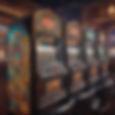 Vibrant slot machine display with various symbols