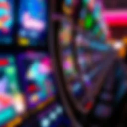 Close-up view of a modern slot machine display showing intricate digital graphics