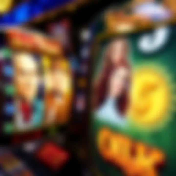 Close-up of the colorful reels showcasing iconic characters from the Wizard of Oz