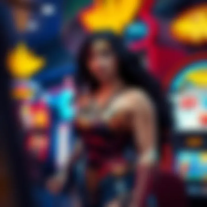 Thematic elements of Wonder Woman in the slot game